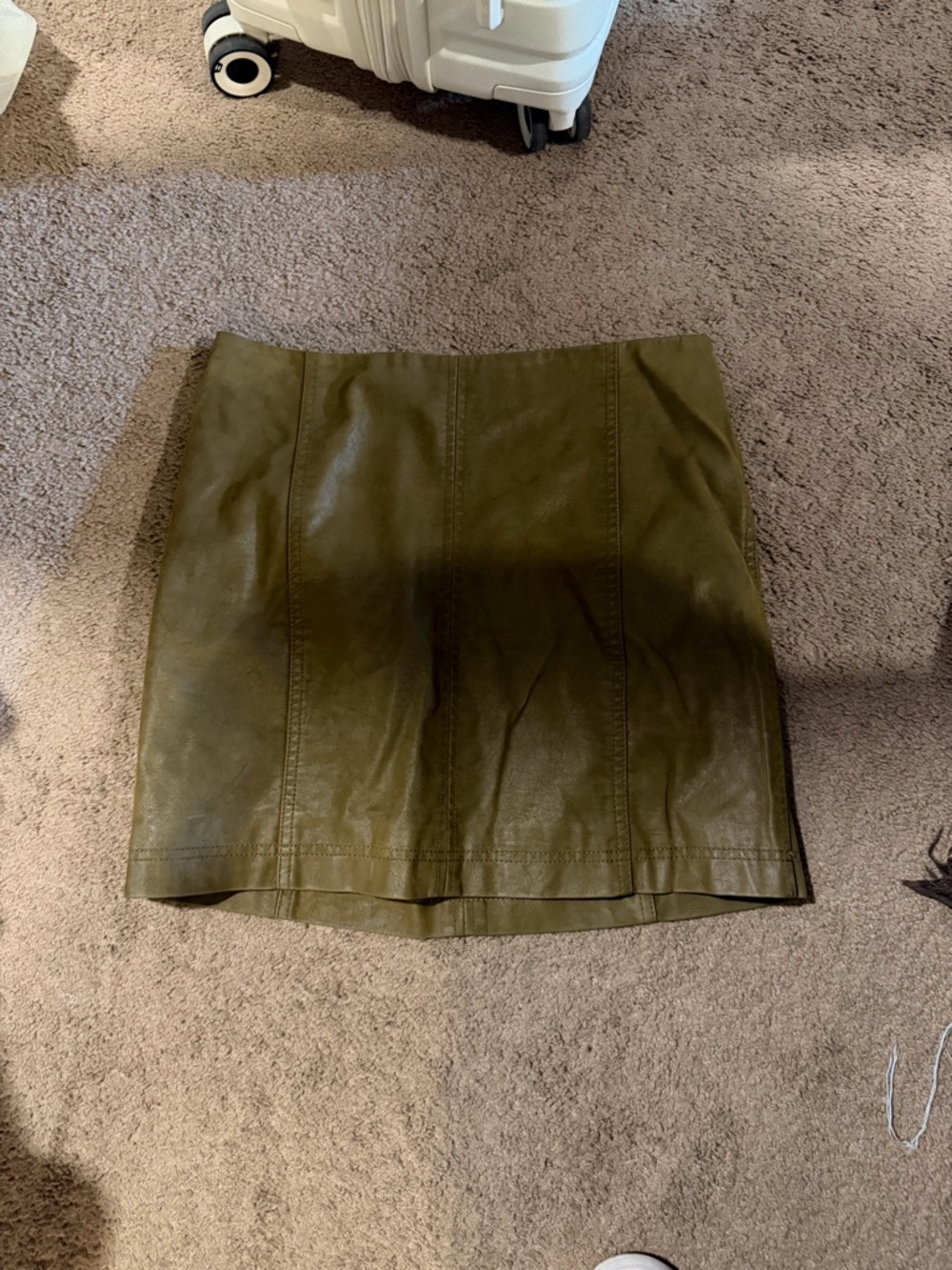 Free People Olive Green Faux Leather Mini Skirt